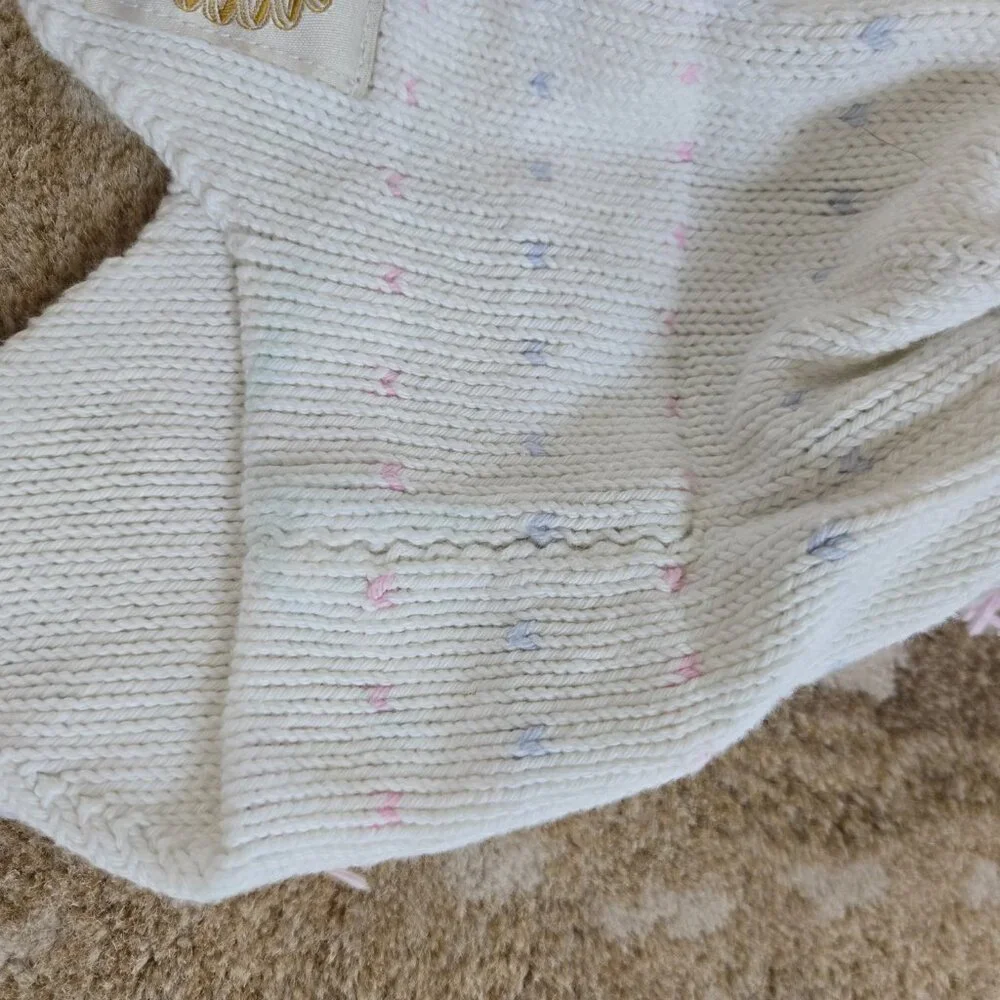 The Beaufort Bonnet Company Cream Knit Earflap Hat with Pink & Blue Accents